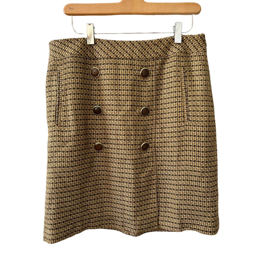 LOFT Tweed Mod Mini Skirt Brown Yellow 6